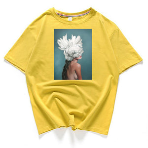Bloom Flower Feather Women T -shirt