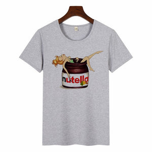 Nutella Kawaii Print T Shirt Women 90s